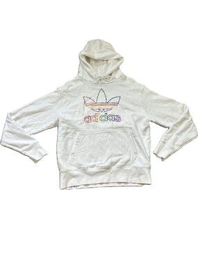 Adidas Pride Rainbow Trefoil Hoodie M Men's White w Embroidery